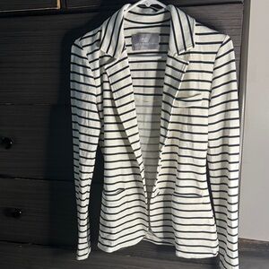 Tart Collections Navy and White Striped Blazer